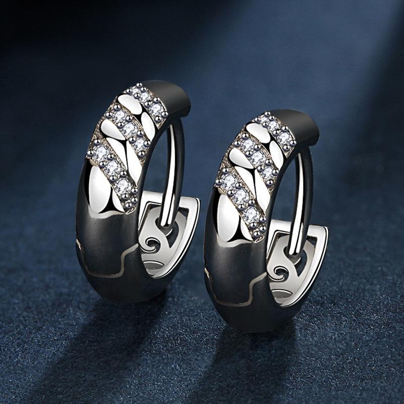 Ohrringe aus 925er Sterlingsilber für Damen, origineller Charme, doppelte Creolen mit Pavé-Zirkonia, feiner Verlobungs- und Jahrestagsschmuck, Geschenk 5355