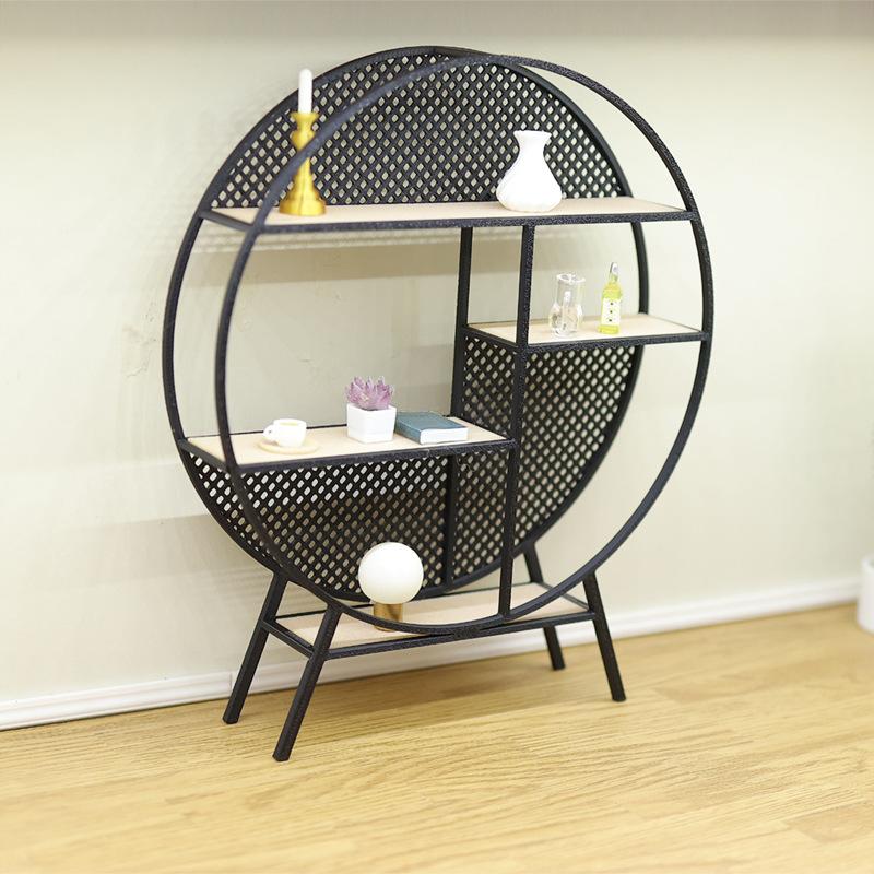 

1Pcs 1:12 Dollhouse Miniature Round Chinese Style Storage Rack Model Simulation Mini Furniture Ornament Accessories
