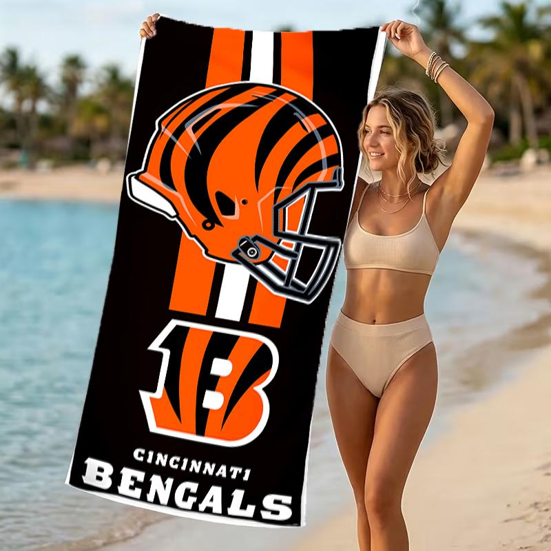 Beach Towel with Cincinnati Bengals LOGO Pattern - Soft,absorbent,machine Washable Lightweight&Modern,swimming,Travel Essentials