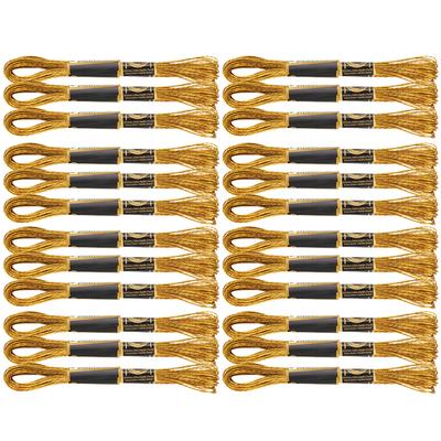 24Pcs Embroidery Thread CrossStitch Glossy Gold Braided Floss HandMade Yarn Cotton Skeins