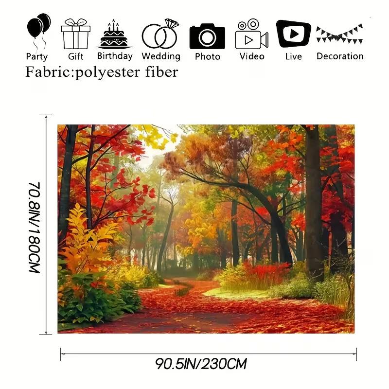 Oil Painting Autumn Forest Tapestry Red Maple Leaves Wall Hanging for Aesthetic Room Decor