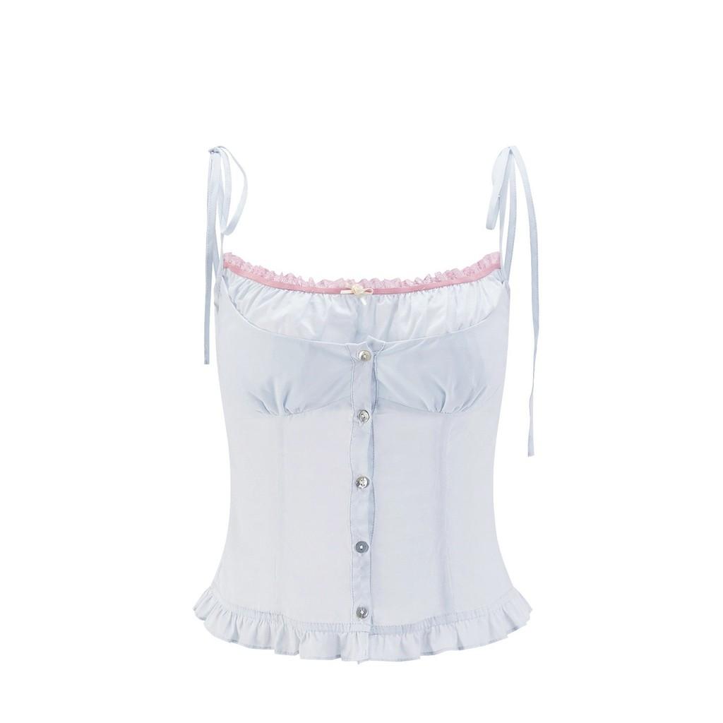 Summer Pink Camisole Top For Women With Slim Fit And Spaghetti Straps