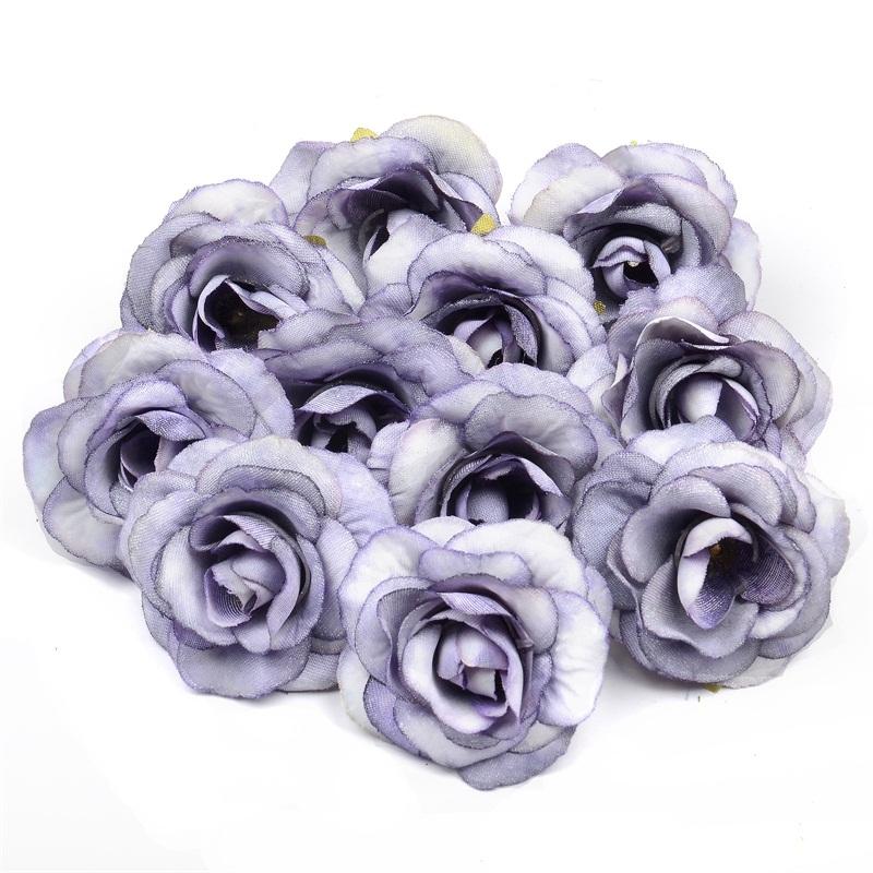 10pcs 4 .5cm Mini Artificial Silk Rose Flower Heads For Home Wedding Decoration Wreath Gift Box Craft Scrapbook Fake Flowers