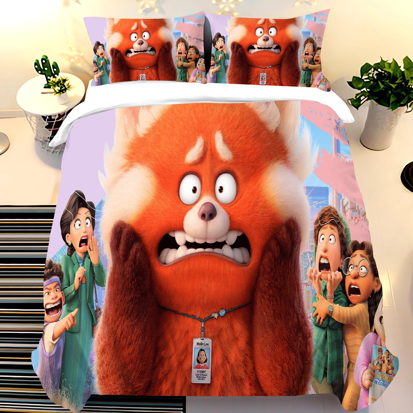 

Pixar Red Panda Bedding Sets Duvet Cover Set King Size Children S 3-Piece Set 1 Quilt Cover 100% Polyester Home Comforter EU Single(135*200cm)3pcs