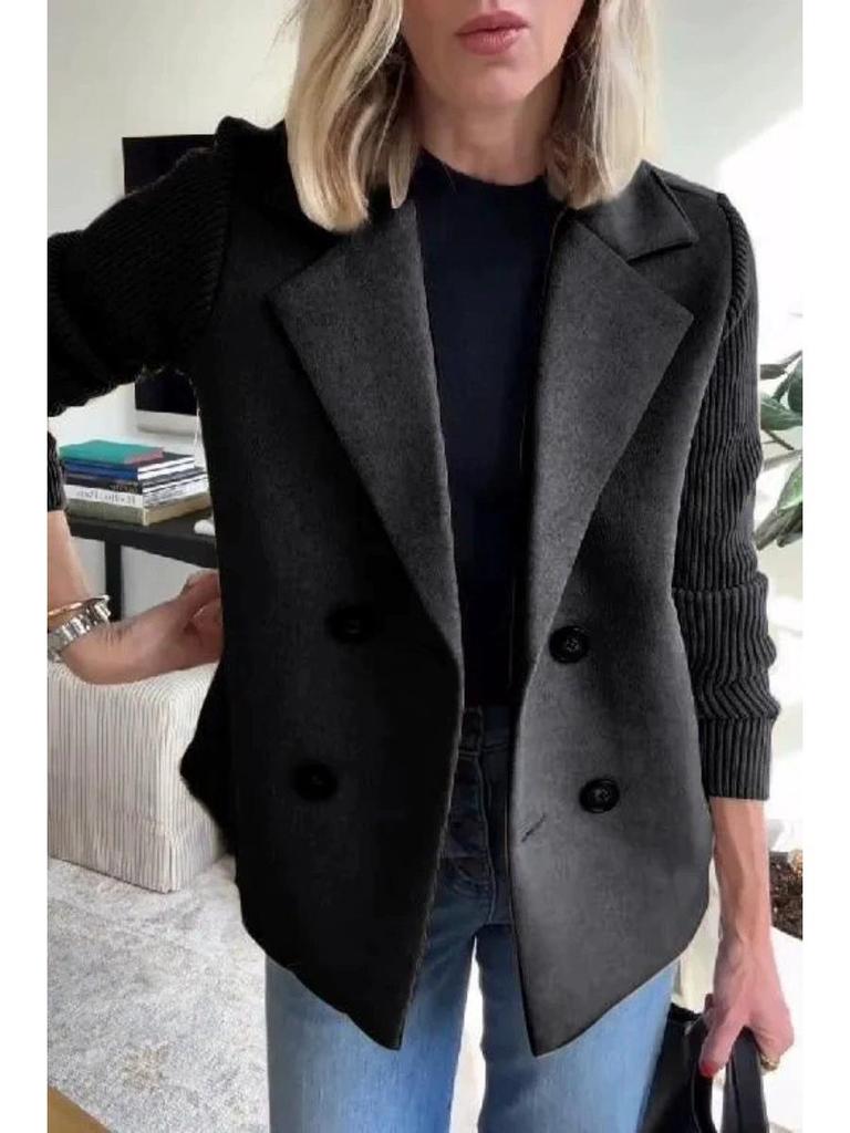 2025 European & American Women's Woolen Suit Collar Casual Top Coat