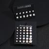 21 Pcs White Shiny Wedding Earrings Set For Women Men Fashion Vintage Crystal Star Heart Design Studs Trendy Jewelry Gifts 2024