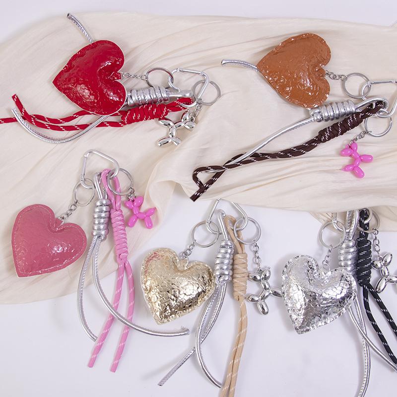 Yogodlns Faux Leather Heart Shape Mini Backpack Hanging Handbag Pendant Bag Pendant Bags Accessories