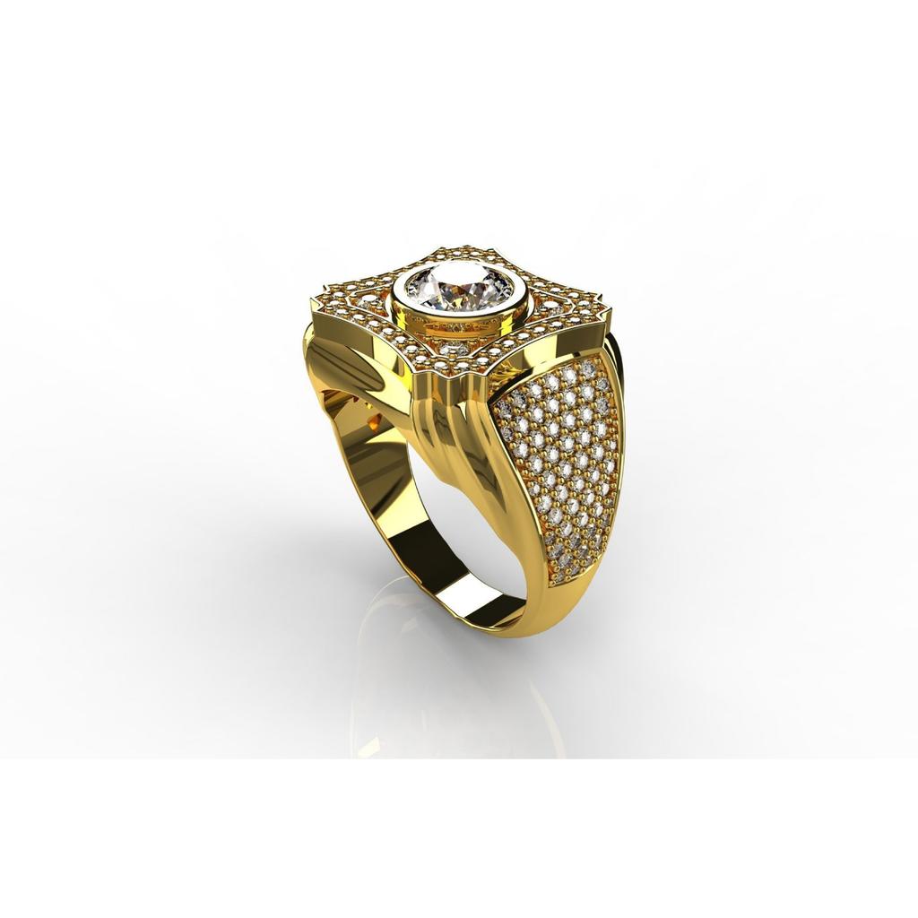 Neuer Heißverkauf Europäischer und Amerikanischer Plattierter 18k Gold AAA Simulierter Diamant Herrenring Verlobungsfinger