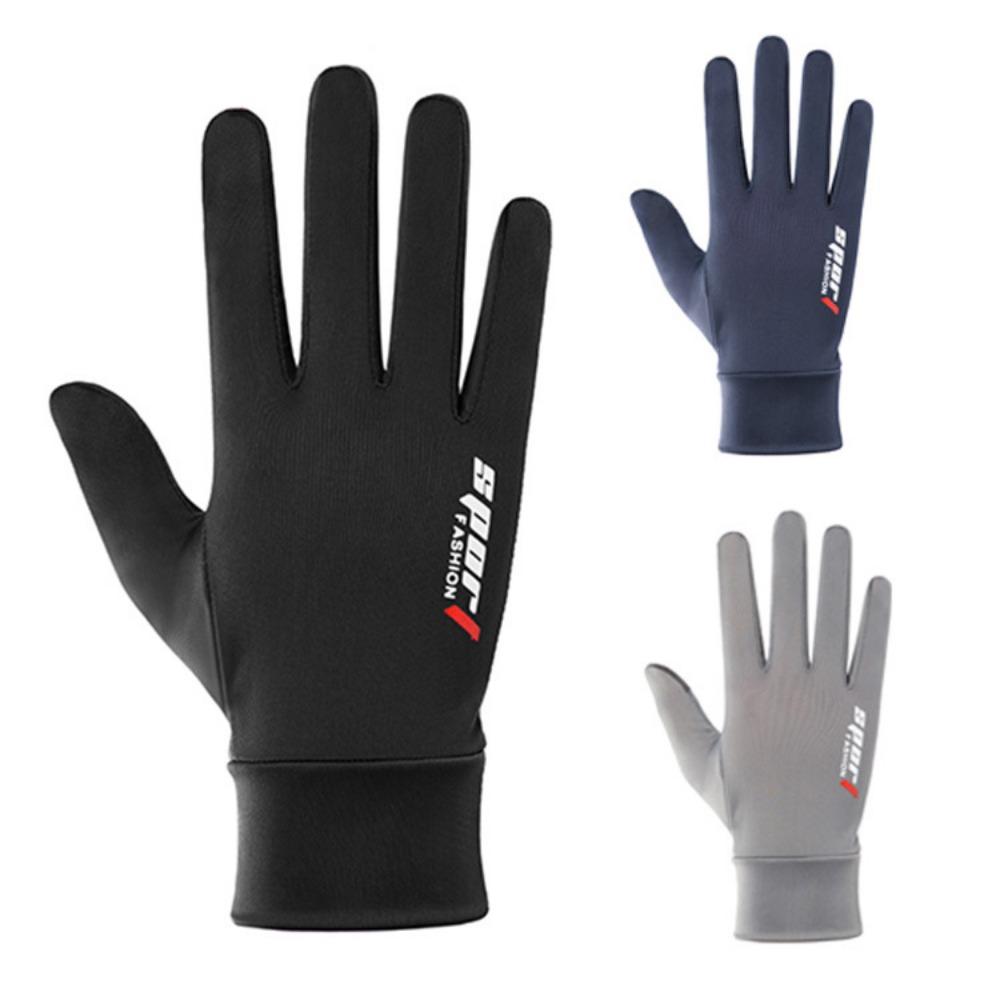 Ice Silk Gloves Spring and Summer Sunscreen Anti-skid Cycling Fishing Gloves Elastic Finger Touch Screen Ice Cool Sports Gloves Men and Women