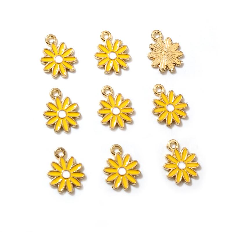 20Pcs 5Color 10x13MM Alloy Metal Drop Oil Colorblock Daisies Charm Flower Plant Pendant For DIY Bracelet Necklace Jewelry Making