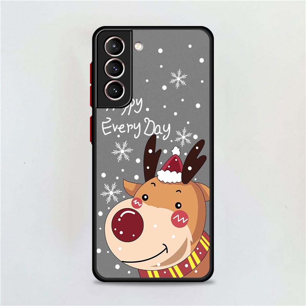 Matný kryt s motivem sněhu a veselými Vánocemi pro Samsung Galaxy S22 S20 S21 FE S10 S9 Plus S8 Capa Note 20 Ultra 10 Lite Phone Fundas