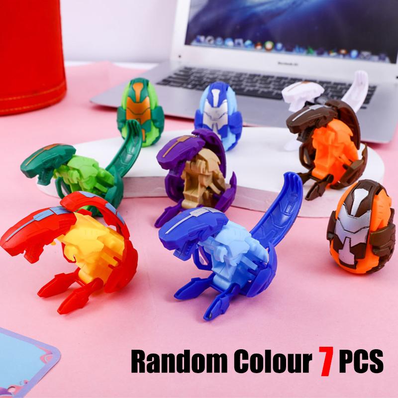 7pcs Plastic Dinosaur Transformed Egg Random Color Multistyles Simulation Dinosaur Egg Deformation Dinosaur Egg Novelty Gag Toys