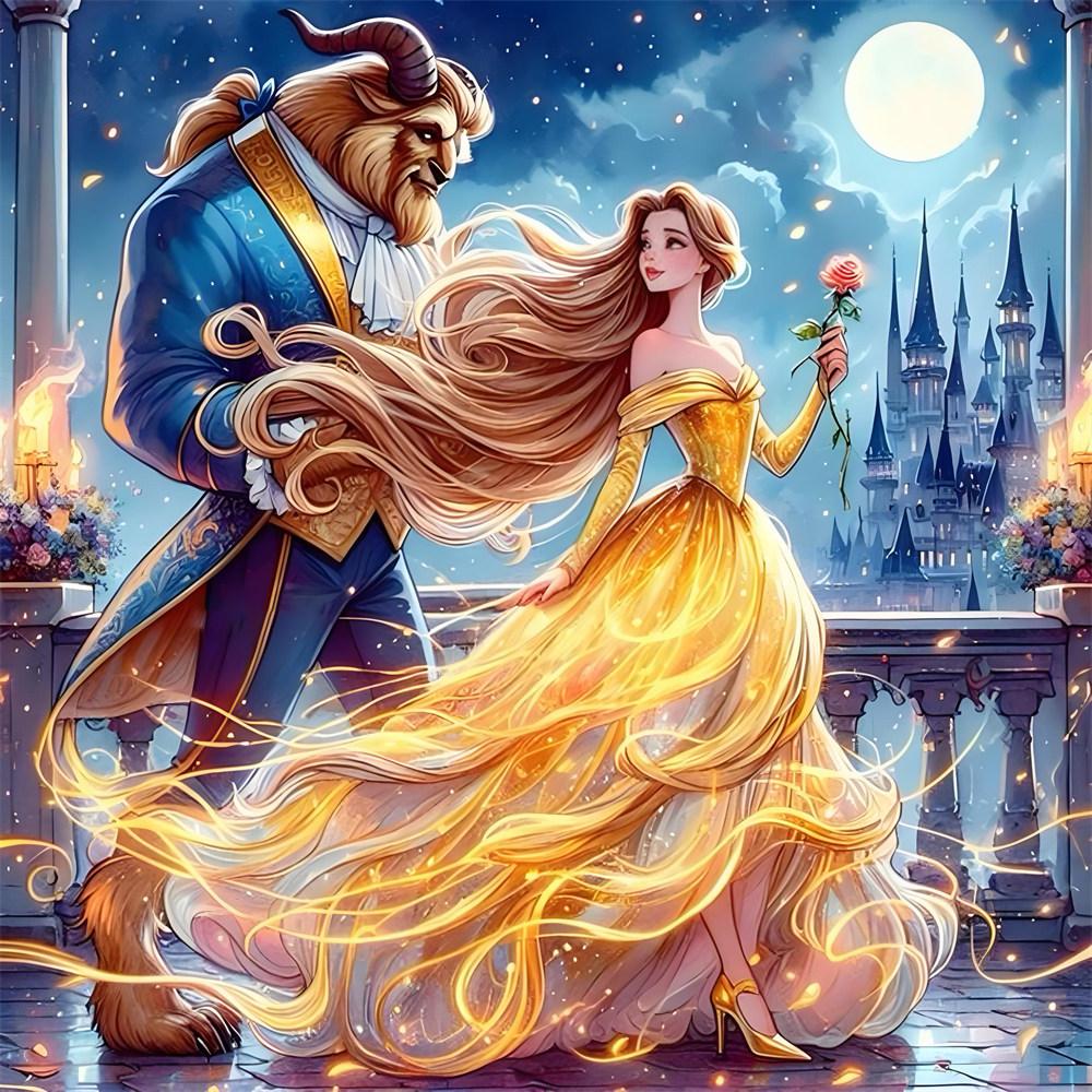 Disney 5D Diamond Painting Beauty and The Beast Cross Stitch Mosaic Kit Home Decoration Wall Sticker DIY Handmade Gift