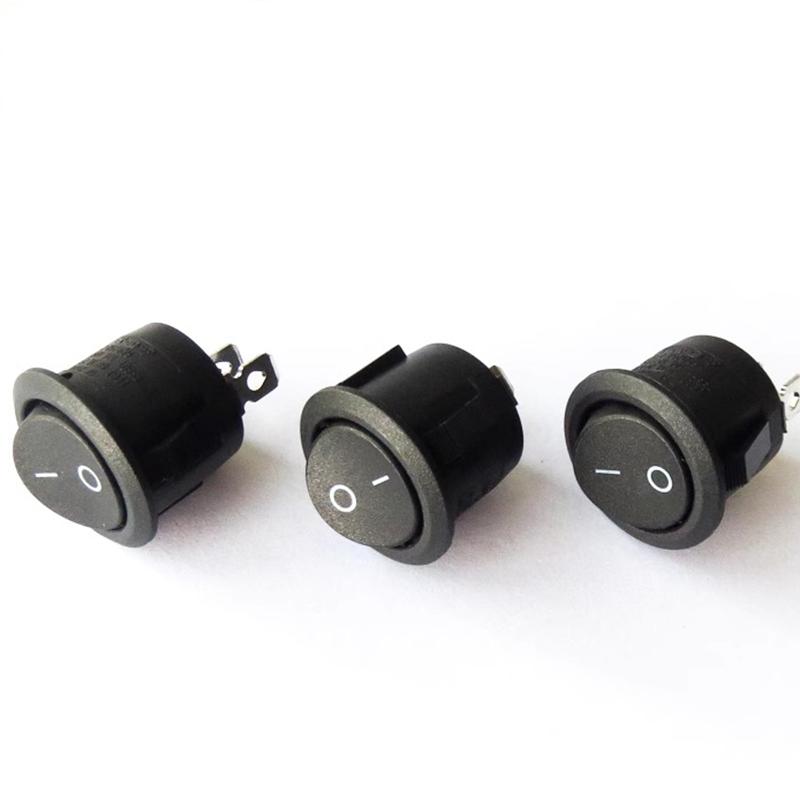 5PCS Black 2 Pin ON/OFF Round Rocker Switches 20mm Diameter Plastic Push Power Button Switch Toggle Switch 6A/250VAC 10A125VAC