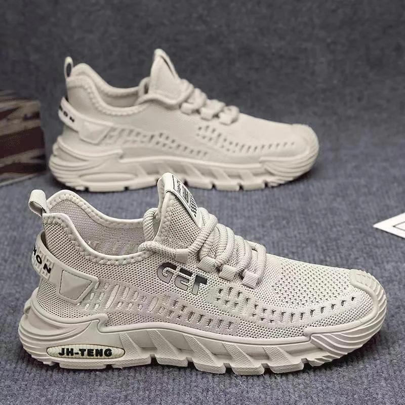 

2024 New Mesh Breathable Men s Shoes Fashion Trend Versatile Casual Shoes Soft Bottom Comfortable Running Sports Shoes sneakers 39 бежевий