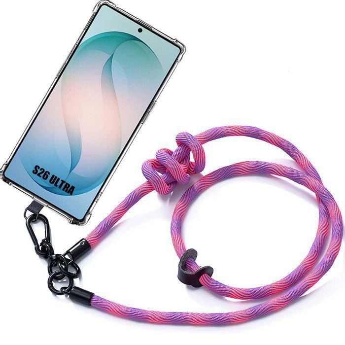 Coque pour Samsung Galaxy S26 Ultra, Protection Coins Renforcés Anti-Rayures avec Bandoulière Rose