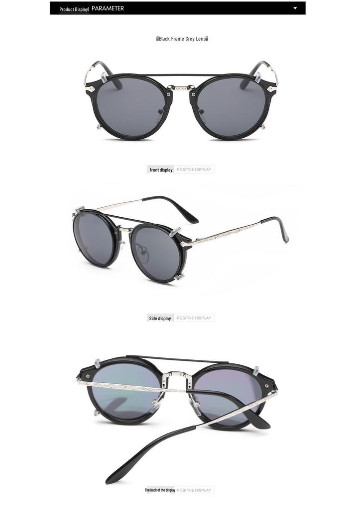 Hengxin 2025 Punk Retro Clip-on Sunglasses - Unisex Trendy Design