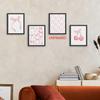 Hxlac Pink Bow Coquette Wall Art Prints Set of 4 Unframed - Pink Preppy Wall Decor, Coquette Preppy Aesthetic Bow Cherry Teen Girl Dorm Room Decor,