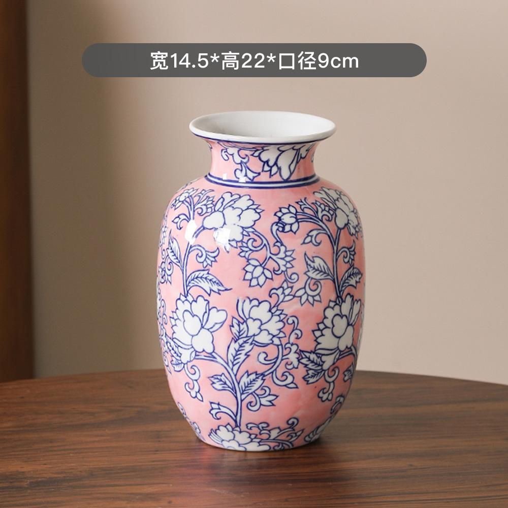 Ceramic Belly Vase Blue white porcelain retro vase Chinese porcelain ornaments Home decoration storage bottle porcelain vases