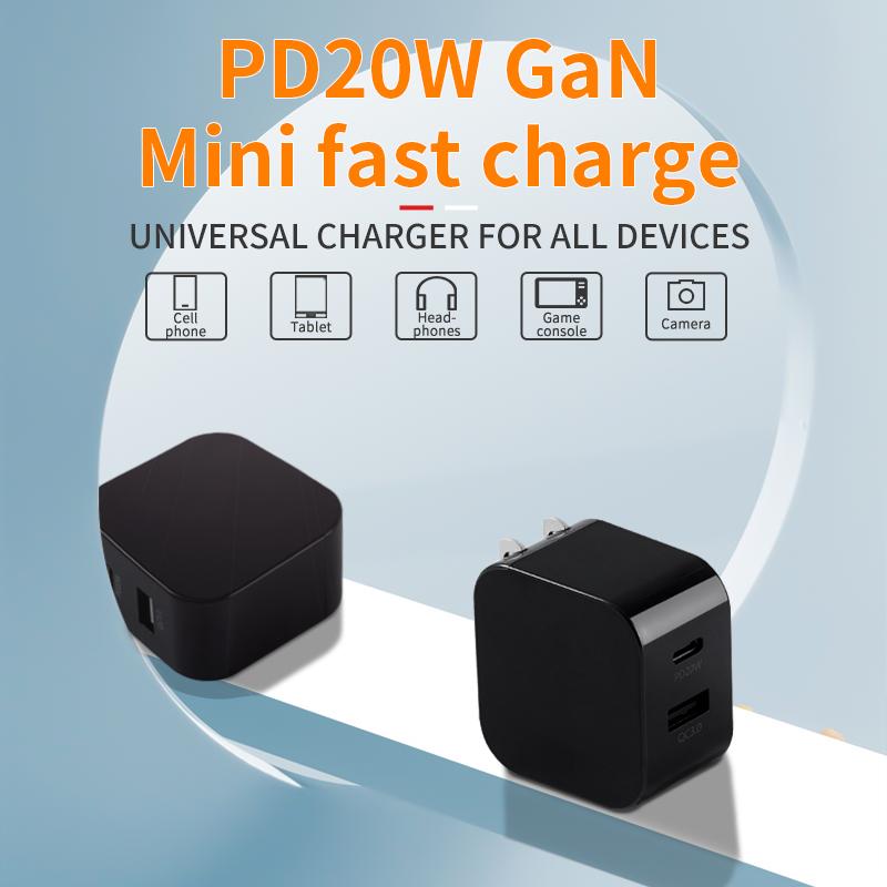 20W GaN PD Charger Support Type C 20w Charger Dual USB Port Chargers Adapters for iPhone 13 12 Pro Max 11 Mini 8 Plus