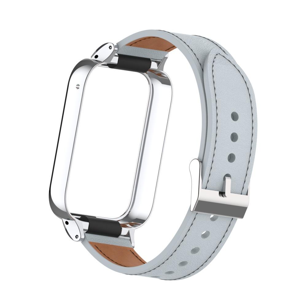 

Кожаный браслет для часов с металлическим каркасом для Xiaomi Mi Band 8 Pro, ремешок для сменного ремня Miband серый