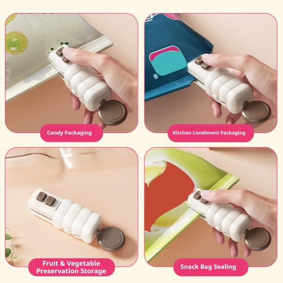 Mini förslutningsmaskin Magnetisk flasköppnare Kylskåpsmagnet Klämmor för förslutning av påsar för snacks och kryddor för matens färskhet