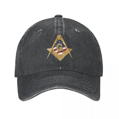 American USA Compass Masonic Freemason Lavado de agua Cola de caballo Gorra de béisbol Snapback Sombreros de vaquero Gorra masónica Casqueta de verano