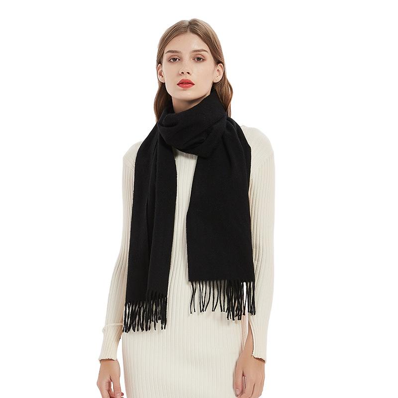 Sciarpa 32x180cm 100% Lana Merino, Coperta Invernale Spessa con Nappe, Sciarpa da Collo Calda e Accogliente, Accessorio Autunno Inverno da Donna