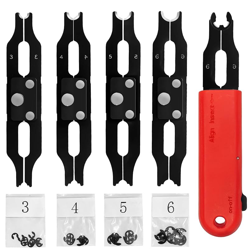 E Clip Tool, E Clips Removal And Tallation Assortment Kit Tool Set, Exchangeable 4 Sizes (3/4/5/6Mm) Clip Rings Kit & 40Pcs E Clips Size-3/4/5/6mm
