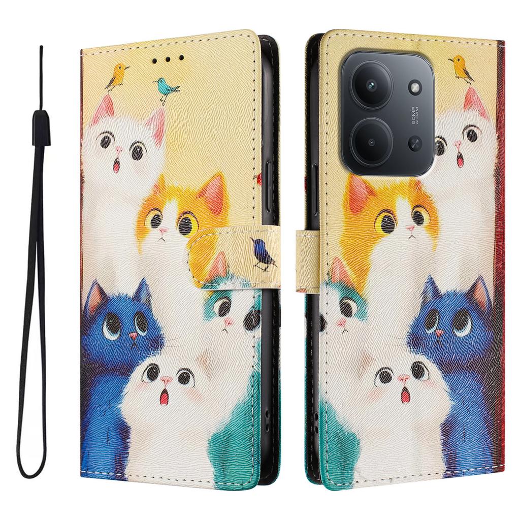 Printed Cartoon Magnetic Leather Wallet Flip Case for Redmi 15C 14C Note 14 15 13C 13 12 12C 9A A3 A4 A5 Pro 4G 5G Phone Cover