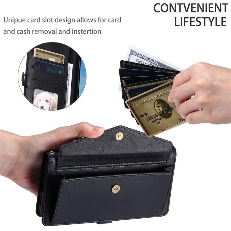 Wallet Case For Samsung Galaxy A17 A37 A57 A06 A16 A26 A36 A56 A15 A35 A55 A14 A34 A54 A13 A33 A53 A52 A72 Lanyard Leather Cover