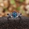 Alexandrite Black Leaf Engagement Set Blue Zircon Couple Ring High-end Ring