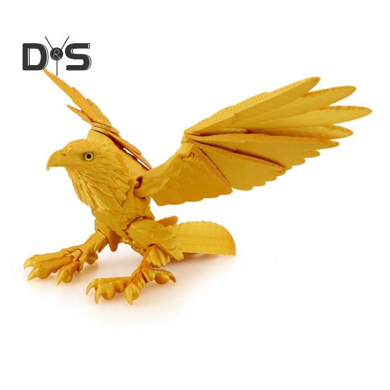 

3D-печатная фигурка орла с подвижными суставами, модель фигурки орла, игрушка, шарнирная фигурка птицы, домашний офис, книжная полка, украшение для рабочего стола, орнамент золотистый