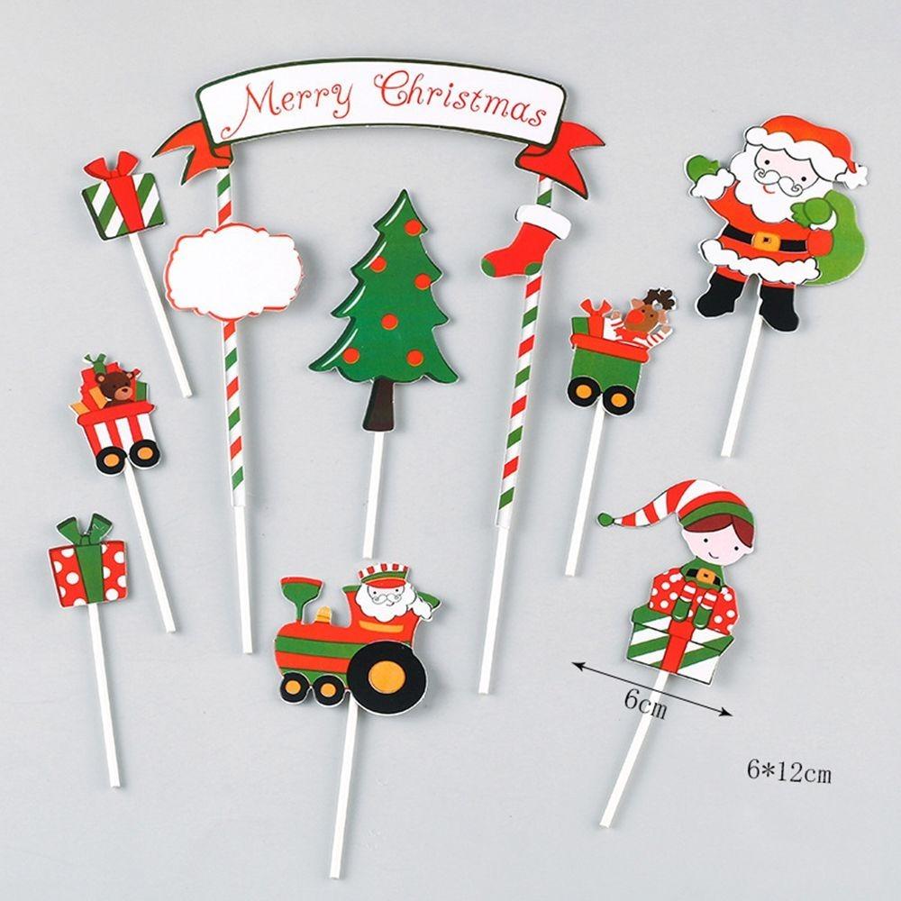 Papírová vánoční dortová dekorace Veselé Vánoce Dekorace na narozeninovou oslavu Kreativní zápichy na cupcakes