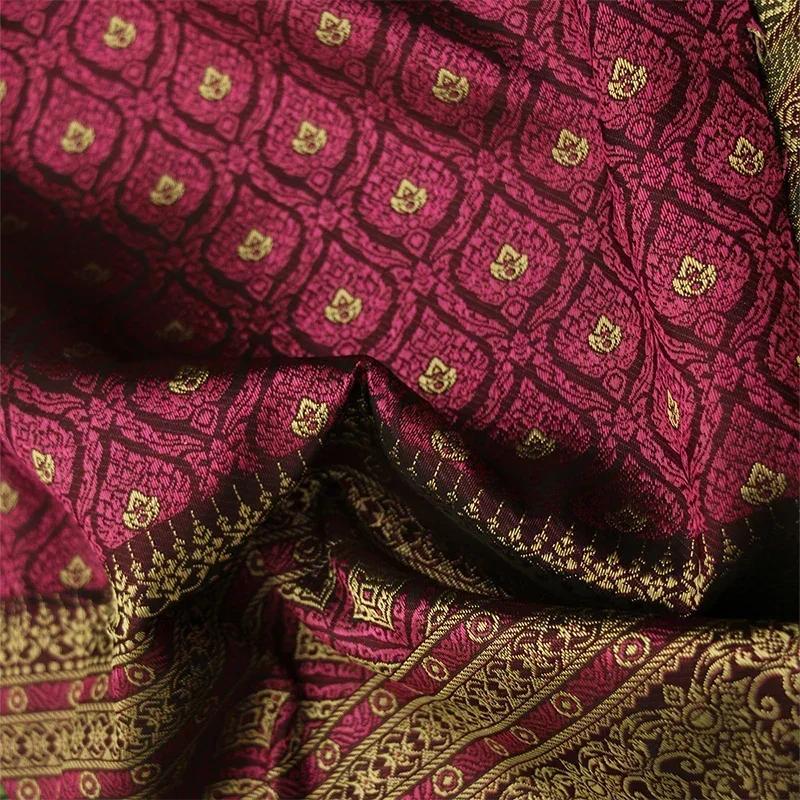 

Traditional Dai Thai Brocade Weaving Fabric for Diy Skirt Dress Sewing Southeast Asian Style Ethnic Costume Material 50x100cm