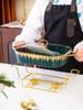 Rectangular Golden Ceramic Baking Casserole Pot with Stand