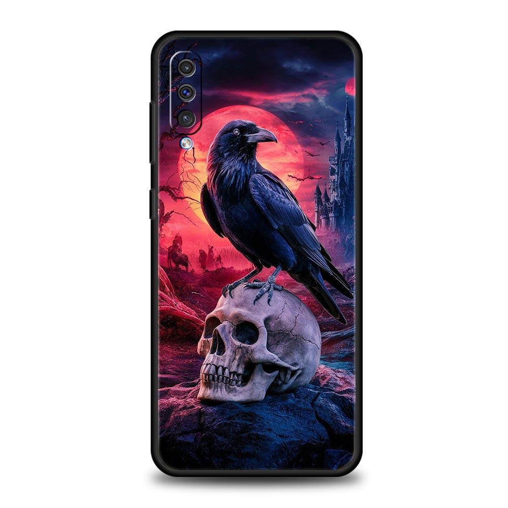 Black Raven Phone Case for Samsung Galaxy A56 A36 A26 A16 A34 A24 A42 A22 A20 A12 A40 A30 A10 5G Soft TPU Cover Shell Fundas Bag