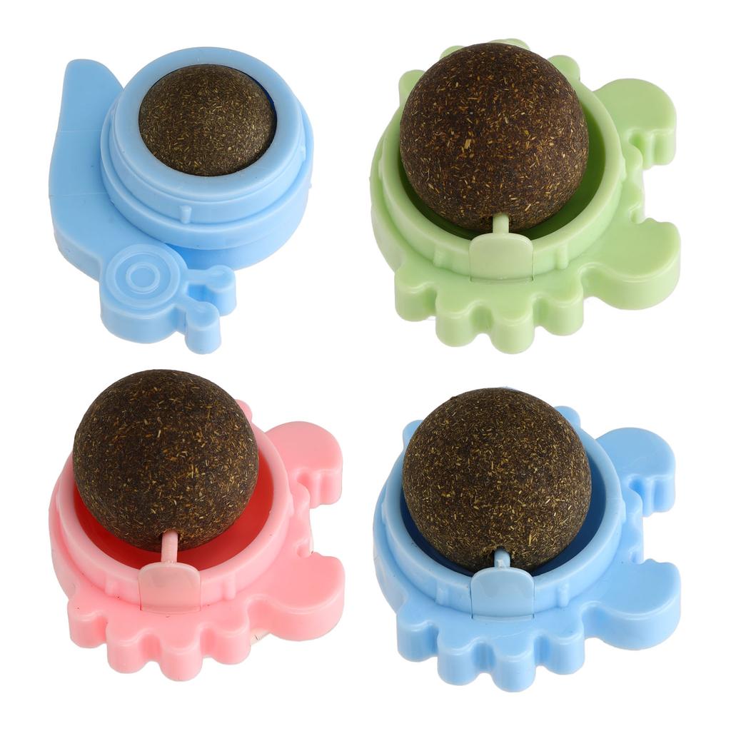 4pcs Catnip Ball Interactive Natural Teeth Cleaning Crab Rotating Cat Lick Ball Toy for Cats Kittens