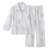 Gunze Langarm-Pyjama mit elastischen Ärmeln und Beinen, hergestellt in Japan, Damen, Löcher, feuchtigkeitstransportierend, schnelltrocknend, umweltfreundlich, Twin-Leg-Muster,