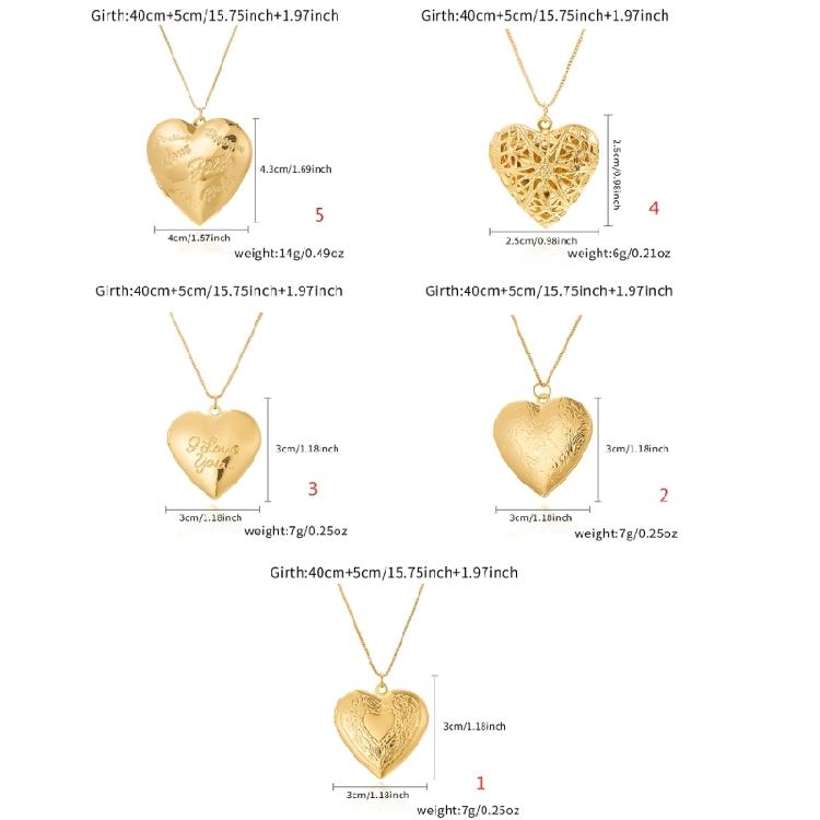 Adjustable Chain Heart Photo Locket Necklace with Detailed Florals Engraving Keepsakes Jewelry Portable for Gifting