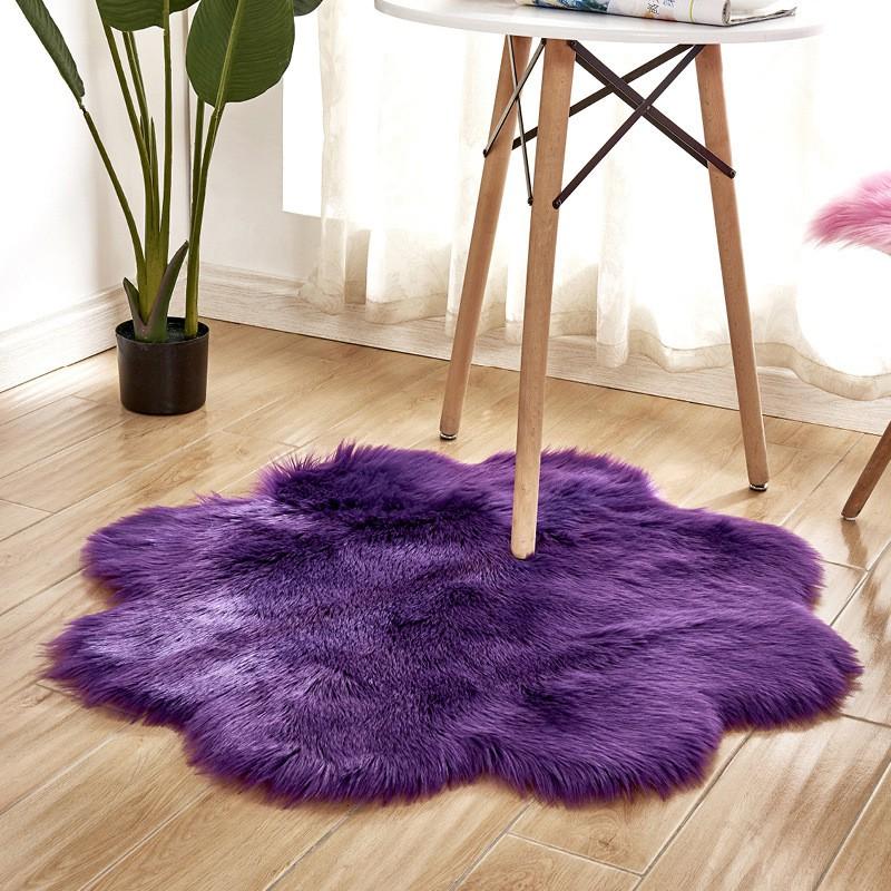 Floral Shaped Plush Area Rug Living Room Bedroom Window Seat Modern Decor Soft Acrylic Floor Mat