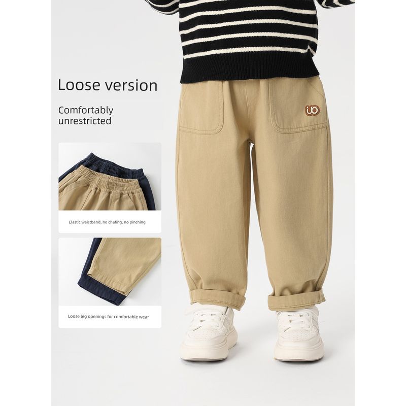 Right European Style Boys' Pure Cotton Casual Simple Pants 2026 New Spring and Autumn Children's Clothing Baby Boys' Pants