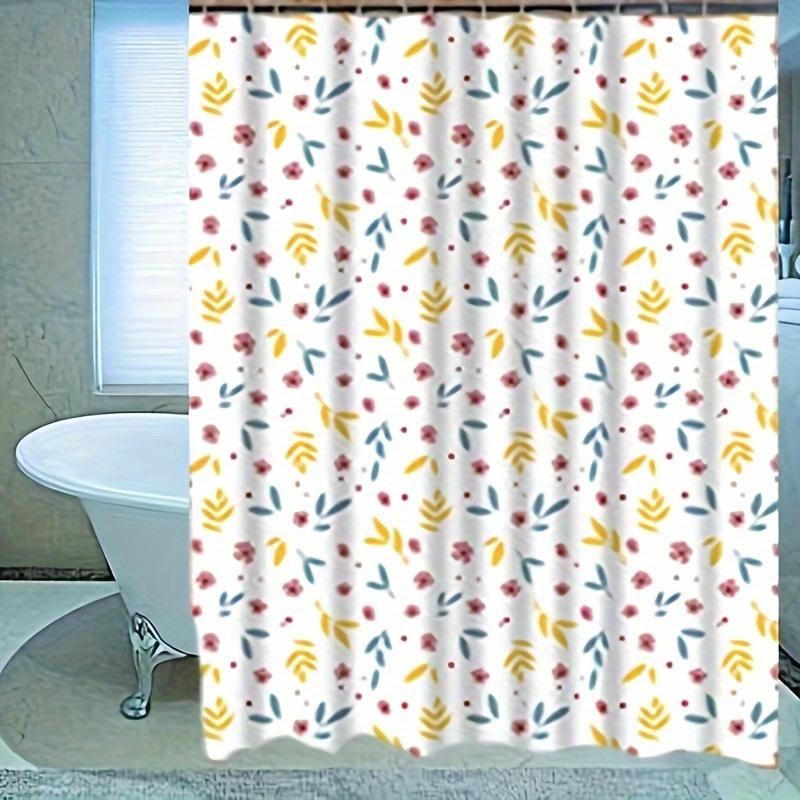 

Очаровательная Цветочная Шторка для Душа с Нежными Розовыми Цветами, Желтыми Листьями и Синими Акцентами для Яркой, Веселой Ванной Комнаты W90XH180cm