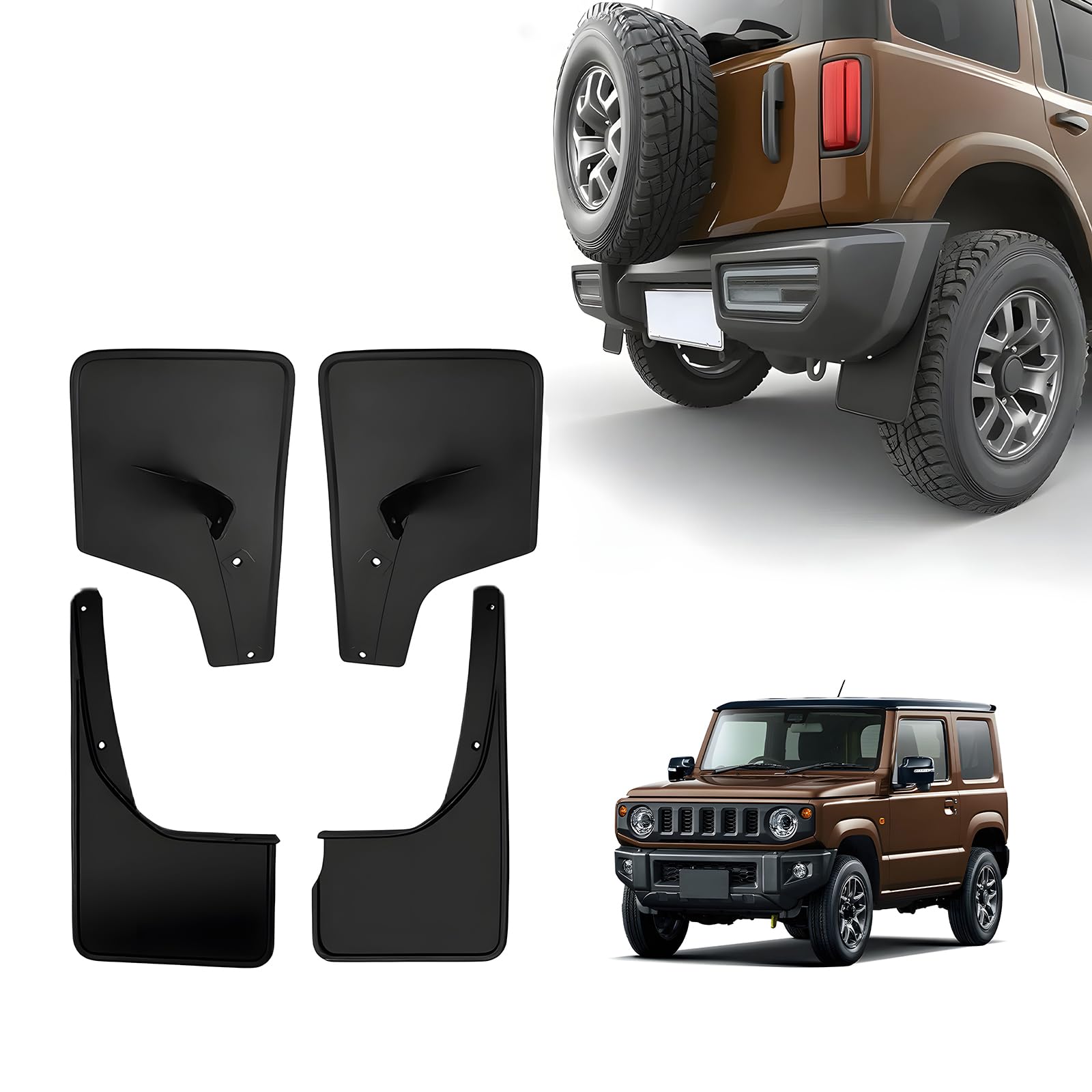 

Брызговики YASICA для Suzuki Jimny Sierra JB64 2019 2020 Автомобильное колесо Черные Передние Брызговики 2 Задних Брызговика, 2021, Аксессуары, Брызговики, (2 + чёрный