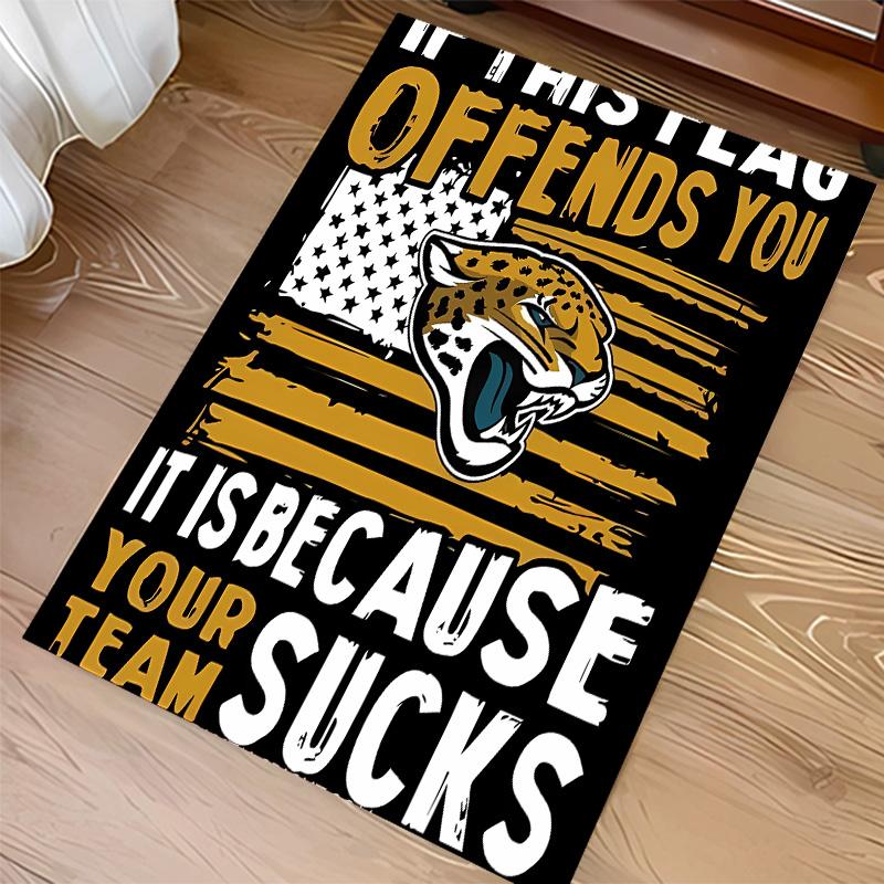 Jacksonville Jaguars Logo Print Area Rug - Soft, Washable Non-Slip Indoor Mat for Office Chairs, Living Room, Home Office Decorative Rug