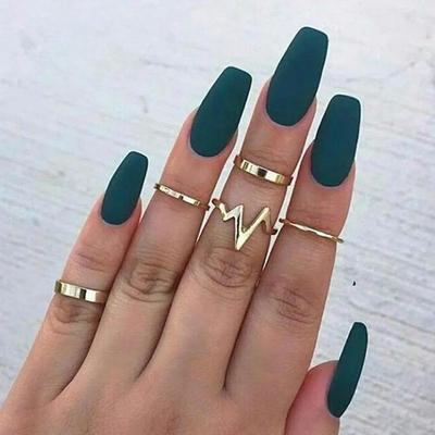 5 Pièces/ensemble Nouvelle Mode Tendance Bijoux Éclair Vagues Ensemble Bague de Doigt Cadeau Pour Femmes Fille Bagues Pour Femmes