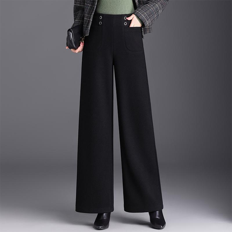Elegant Woolen Wide-Leg Pants - 2026 Winter Collection: High-Waisted, Loose, Slimming, Long, Straight-Leg Casual Pants 3XL