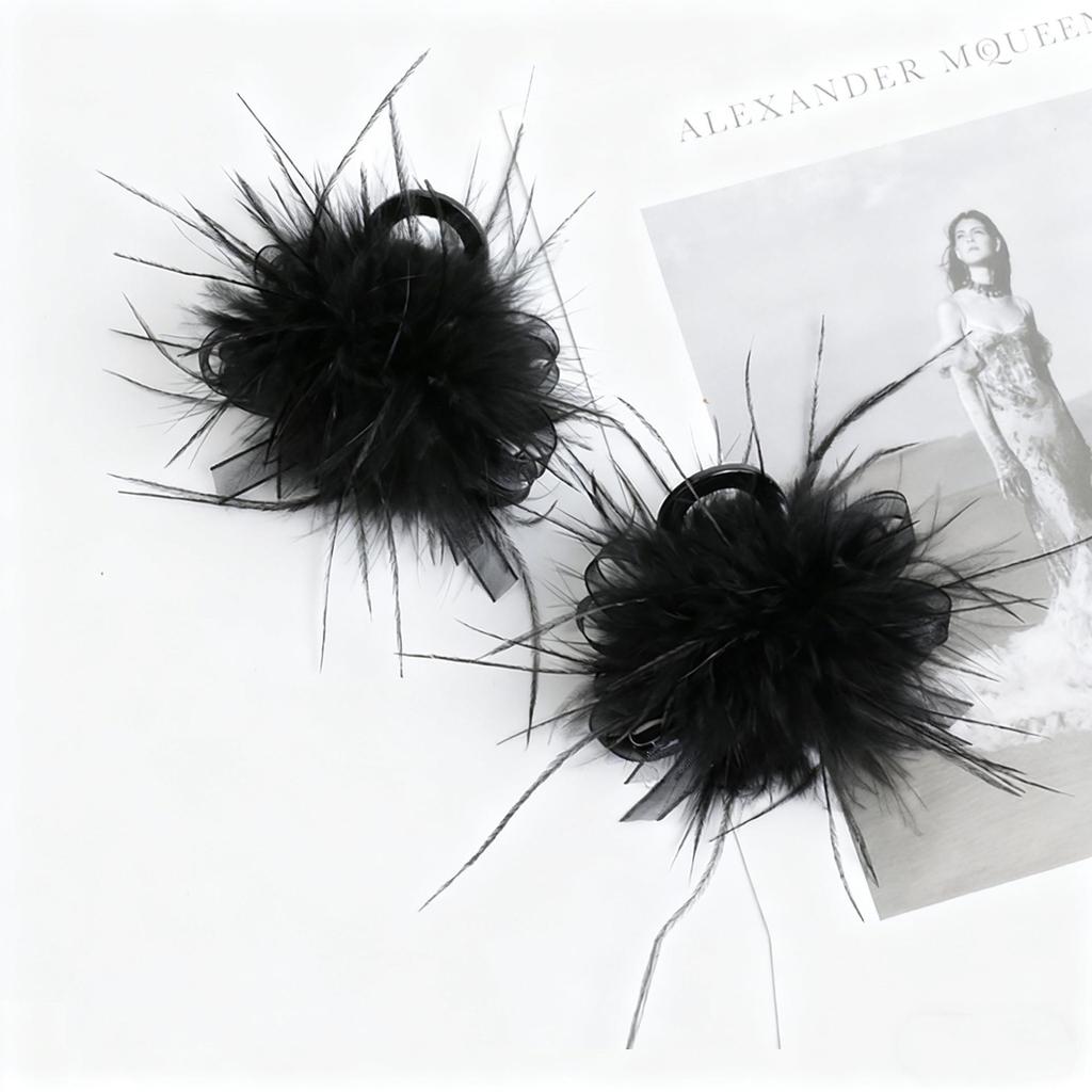 Extra Long Ostrich Feather Claw Clip: Fluffy Bow Hair Accessory