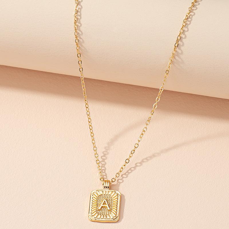 Square Brand 26 English Letter Necklace Hip-hop Necklace Ins Style Female European and American Design Sense Clavicle Chain