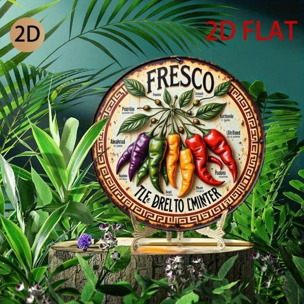 Metal Wall Art Colorful Peppers Sign Kitchen Dining Cafe Decor